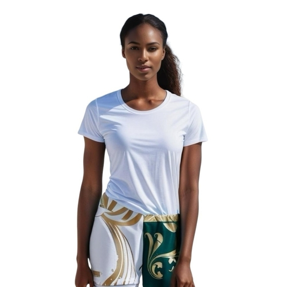 Mee Sports Pants - New Mee Sports Custom Made Sportswear Green White Gold Women’s Athletic Shorts